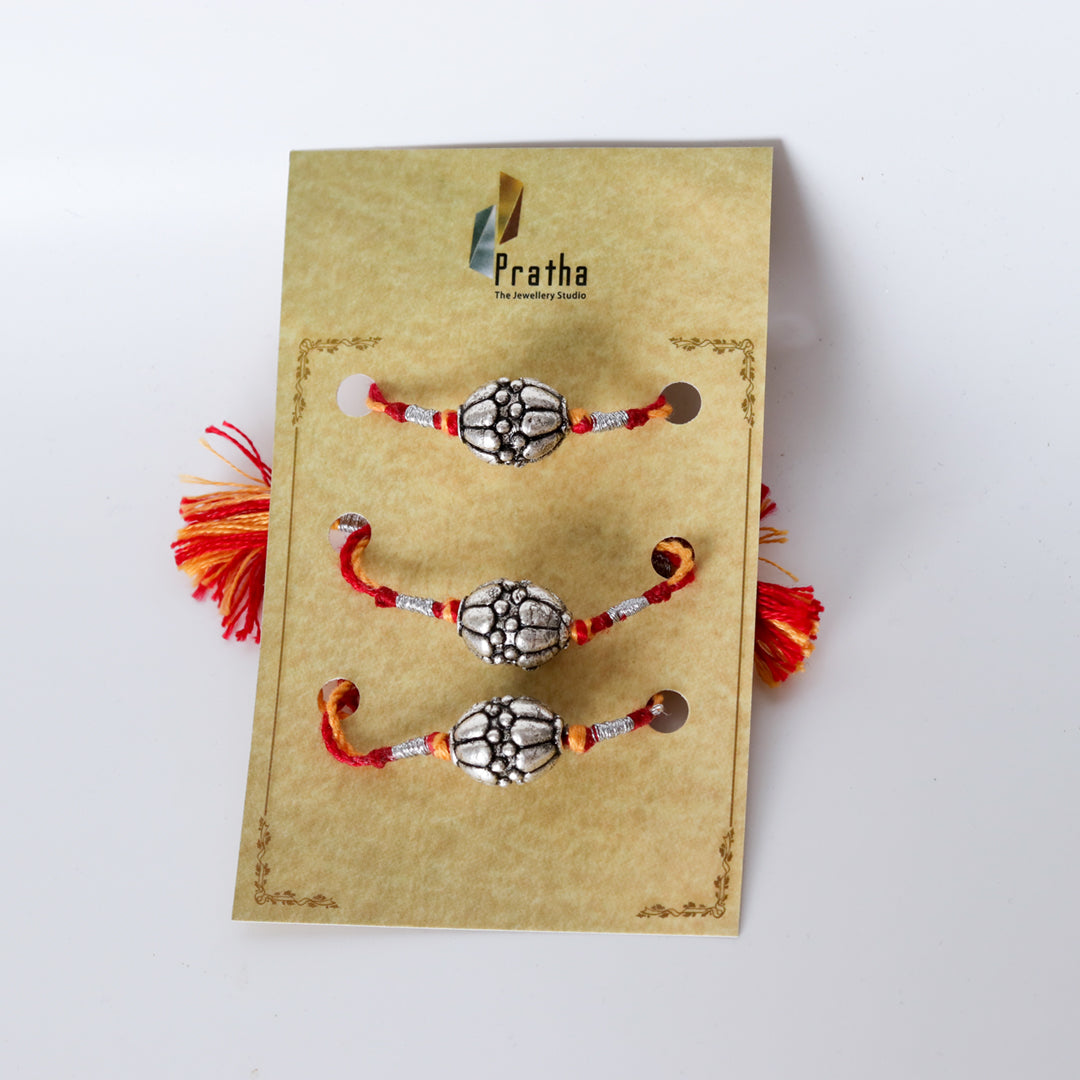 Silver Round Beads Rakhis ( Pack Of 3 )