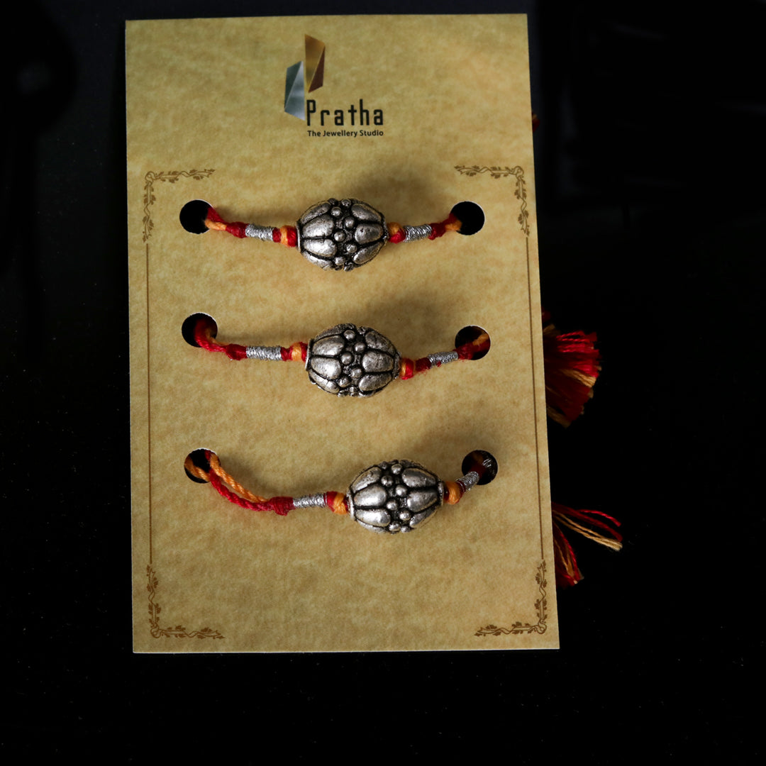 Silver Round Beads Rakhis ( Pack Of 3 )