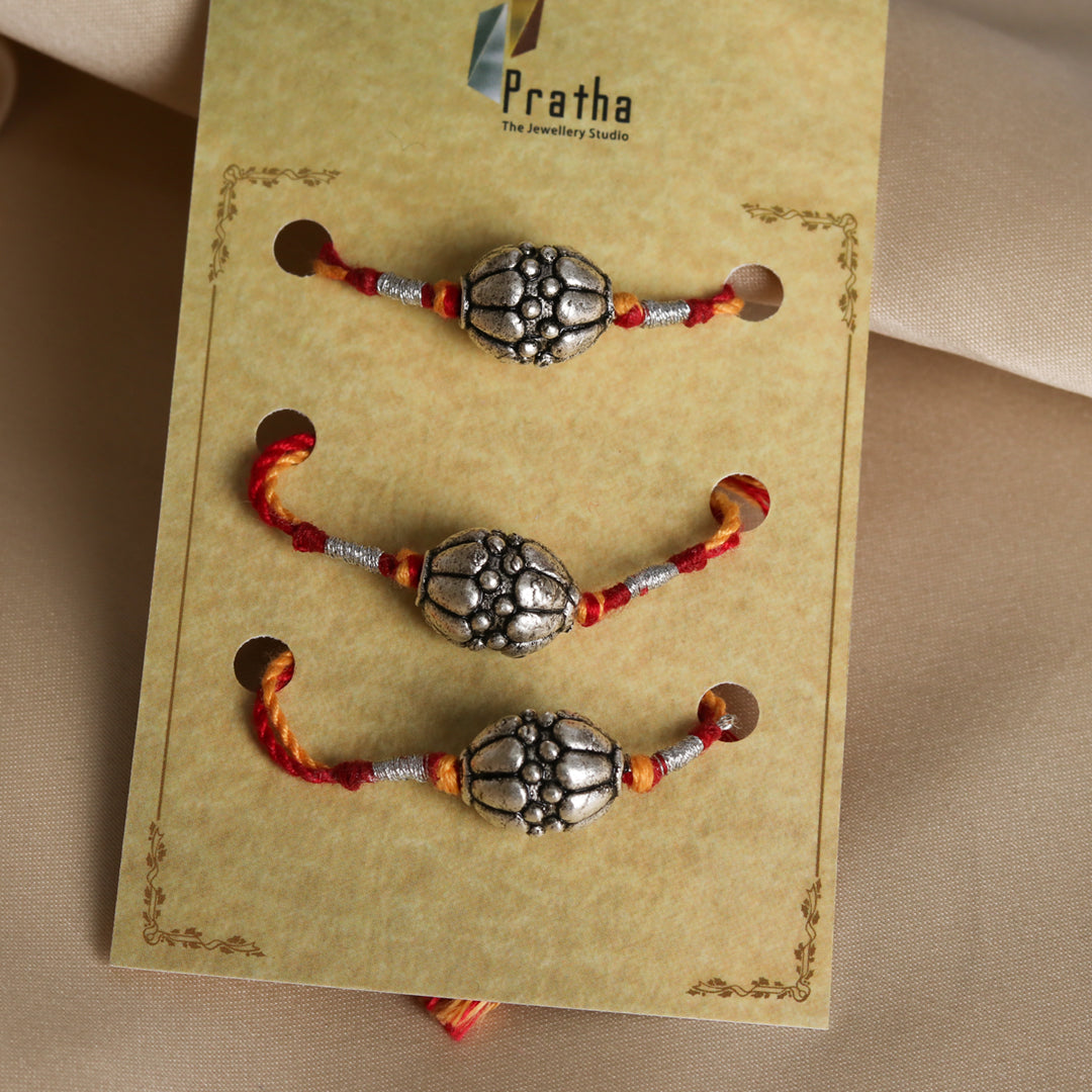 Silver Round Beads Rakhis ( Pack Of 3 )