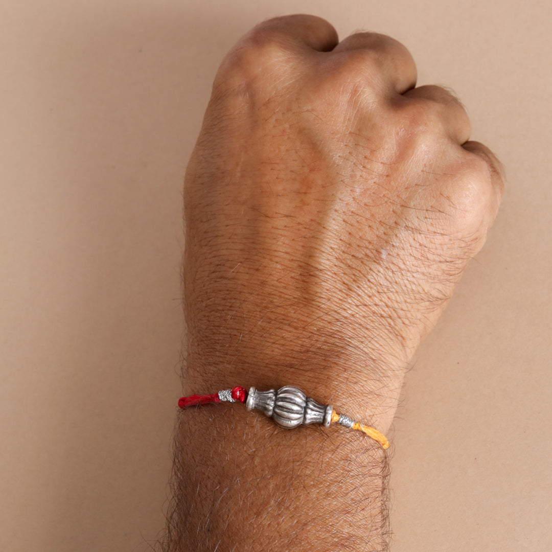 Sliver Ovol Beads Rakhi