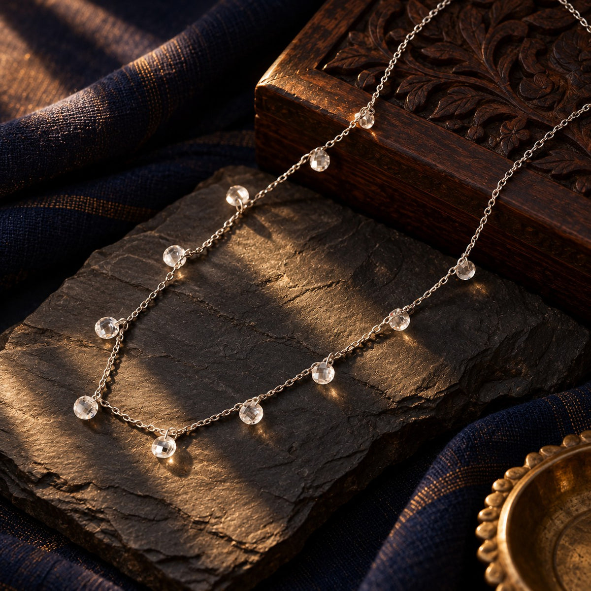 Delicate Swarovski Stone Chain – styled photo