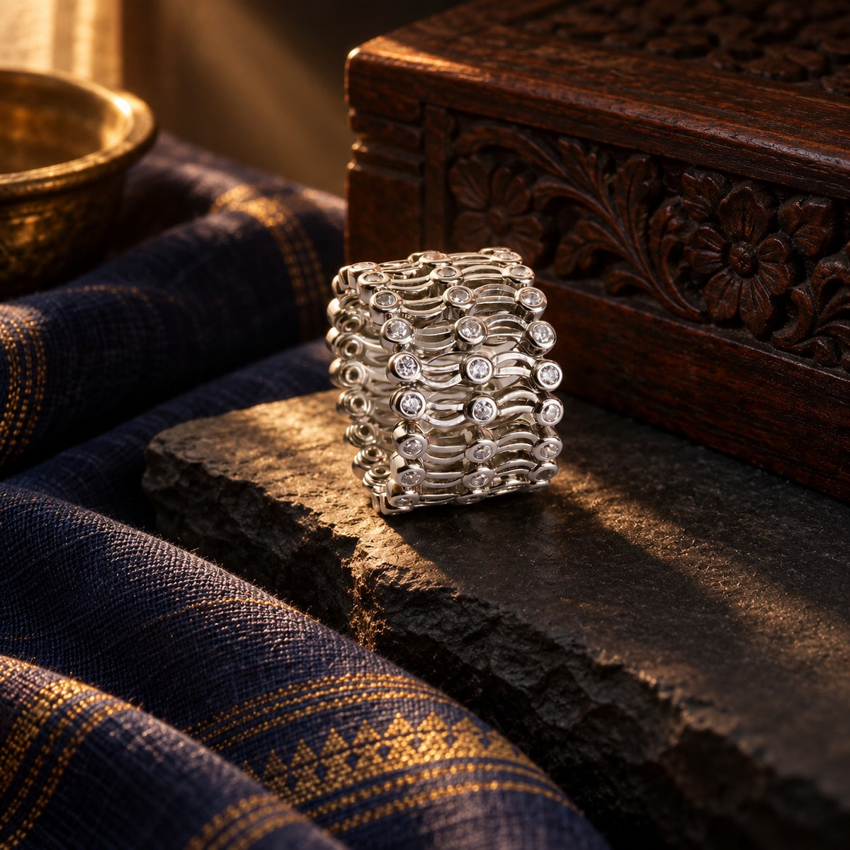 Adjustable  Silver Ring Kada – styled photo