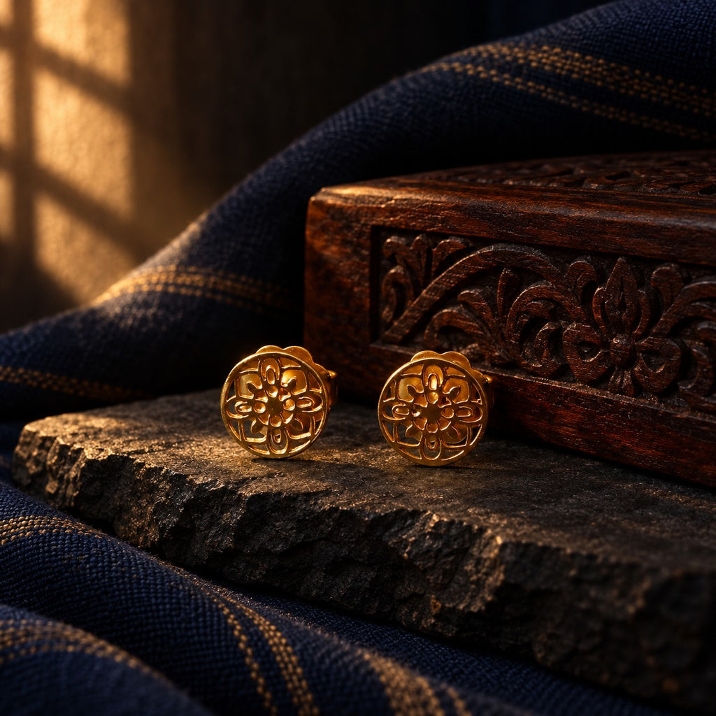 Delicate Gold-Plated Studs – styled photo