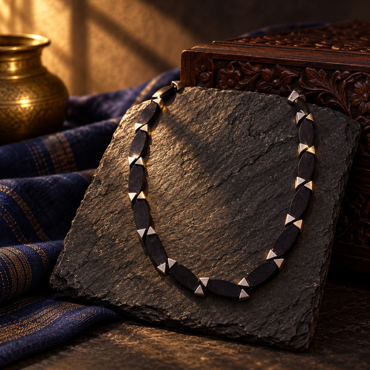 Lava Stone Neck Piece – styled photo