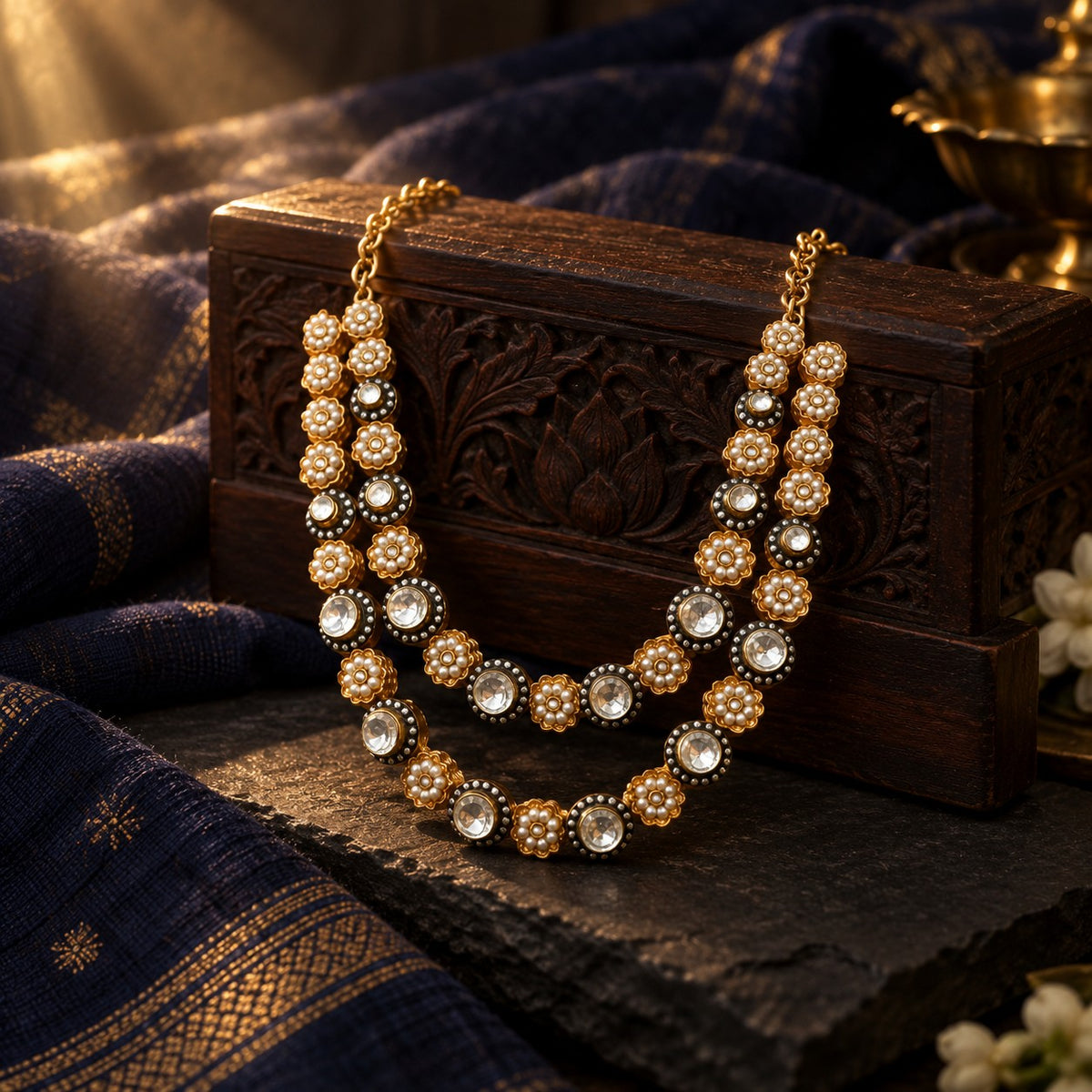 Kundan-Pearl Neckpiece – styled photo