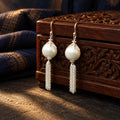 Tasseled Pearl Earrings – styled photo