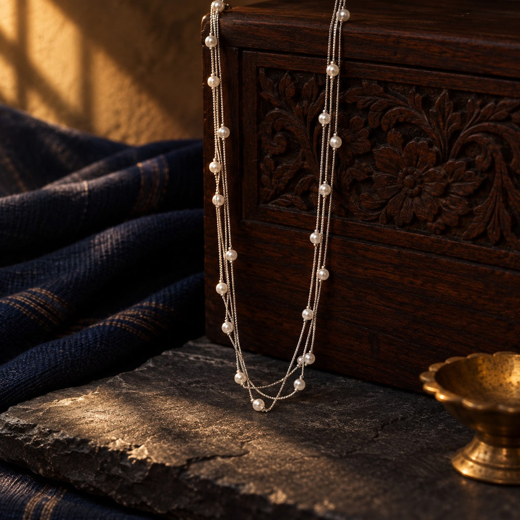 Three layered Pearl Chain – styled photo
