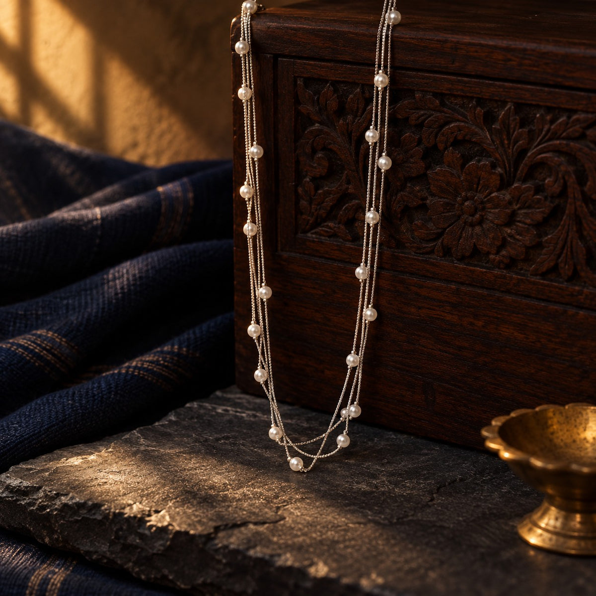 Three layered Pearl Chain – styled photo
