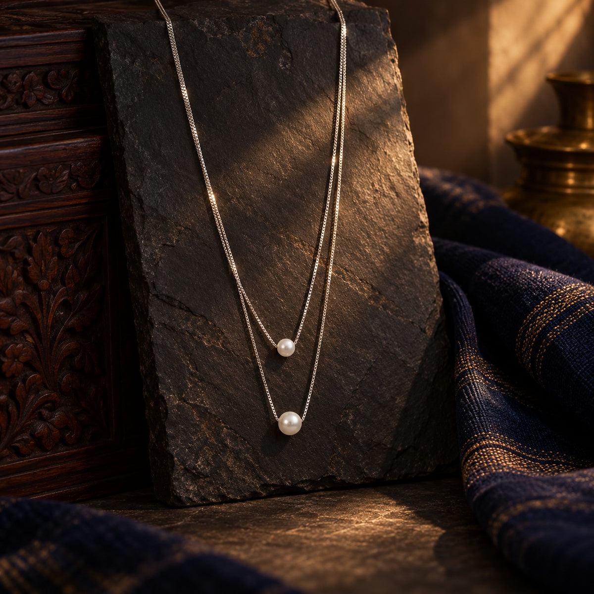 Layered Pearl Chain – styled photo