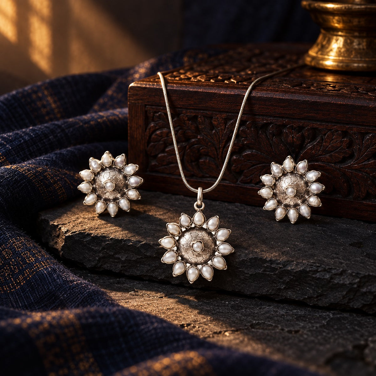 Pearl Pendant Set – styled photo