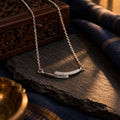 Silver Black Enamel Zircon Necklace – styled photo