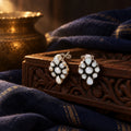Kite Shape Pearl Studs – styled photo