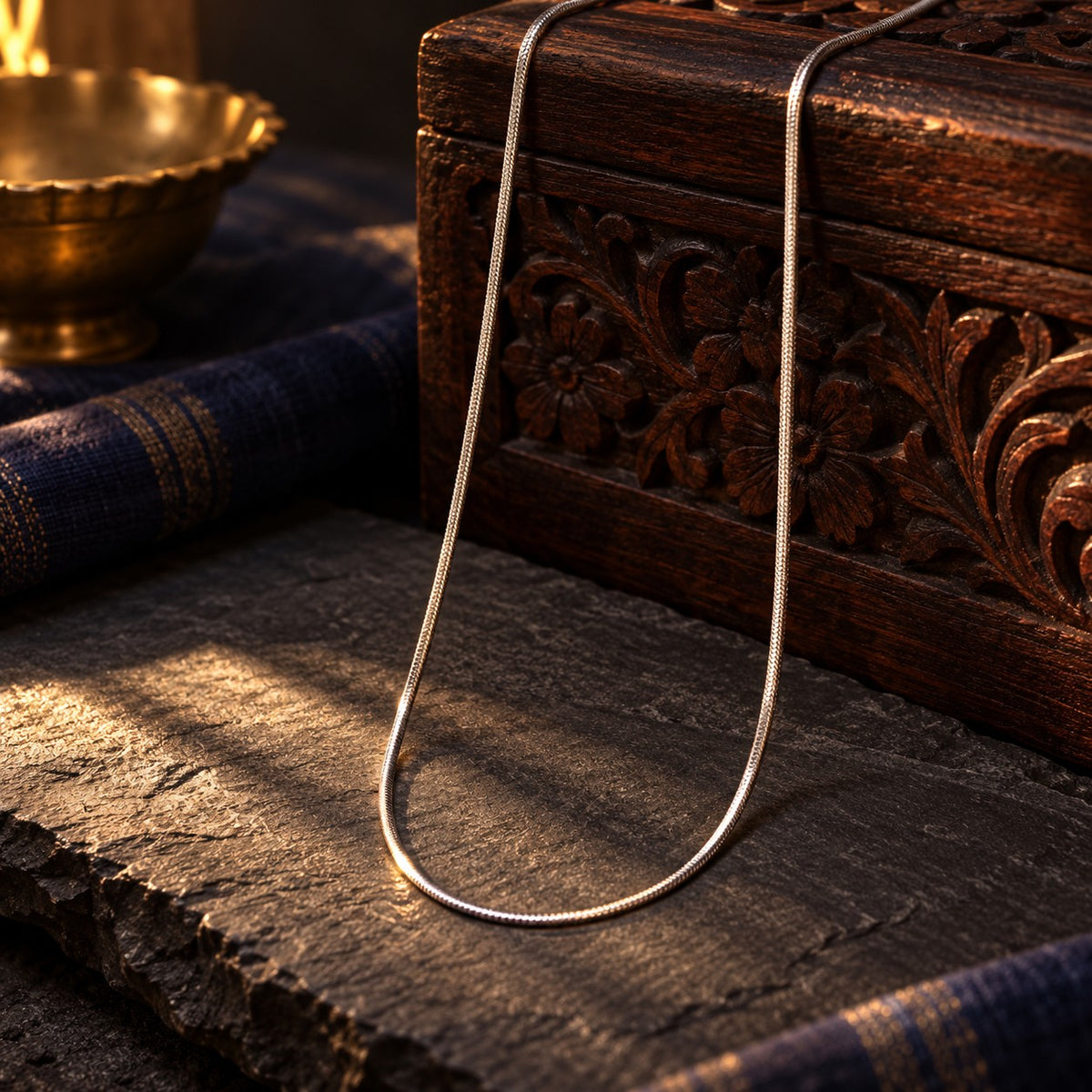 Plain Silver Chain – styled photo