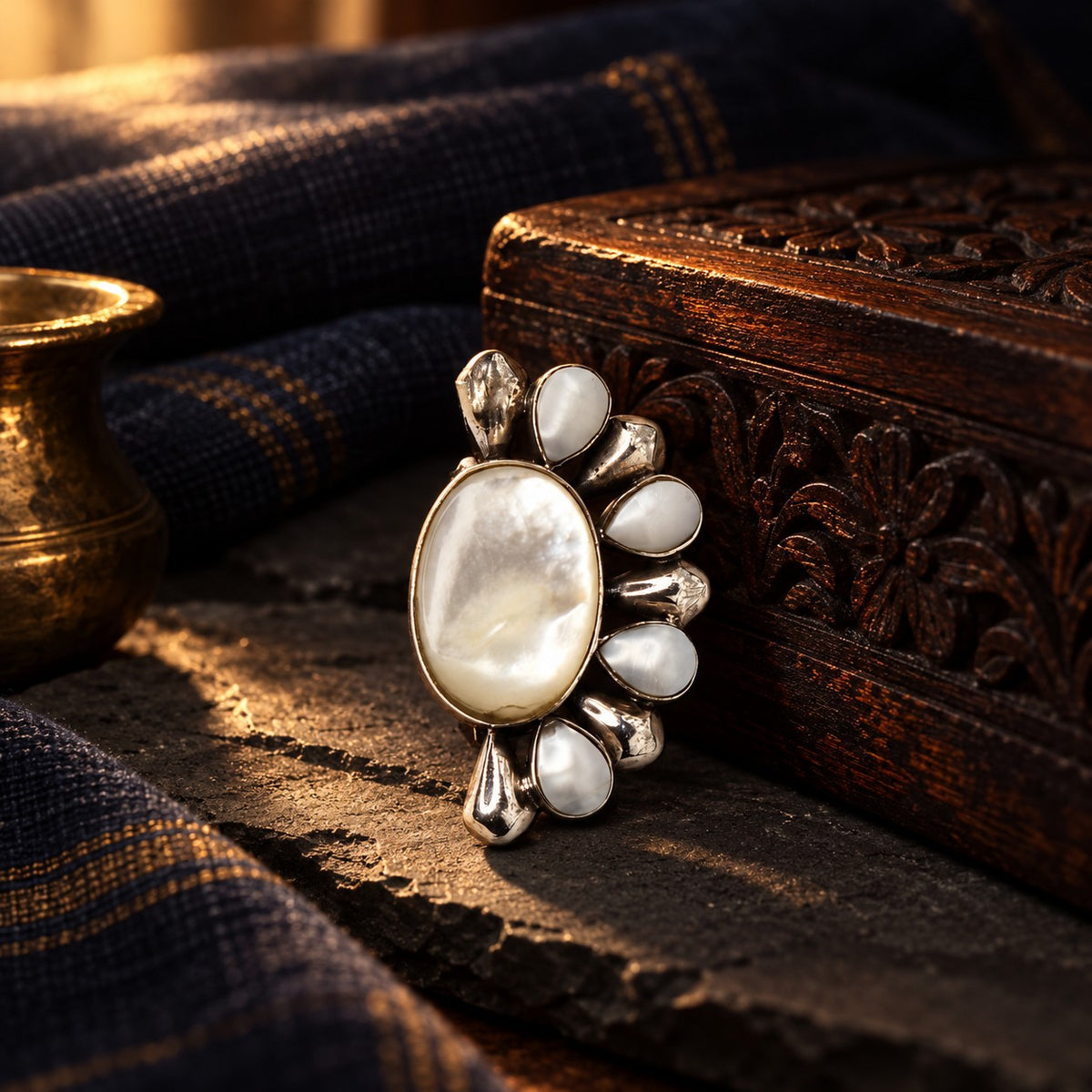 Semicircular Pearl Pendant – styled photo