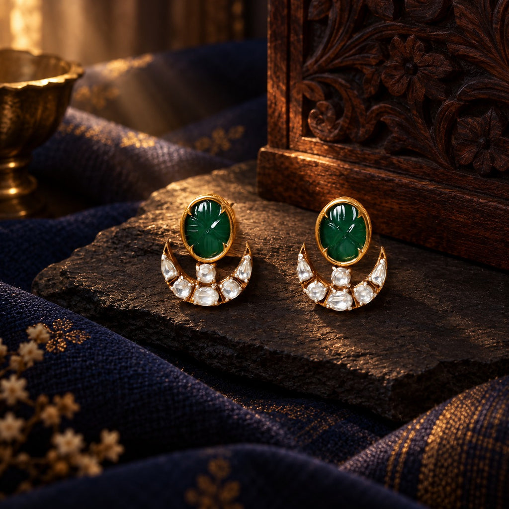Moissanite Chandraphool Earrings – styled photo