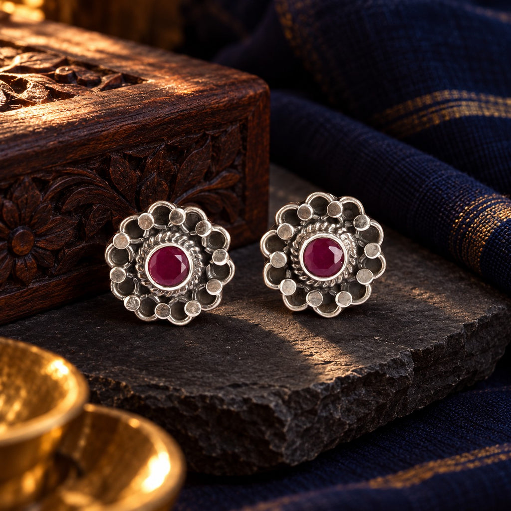 Floral Hydro Ruby Studds – styled photo