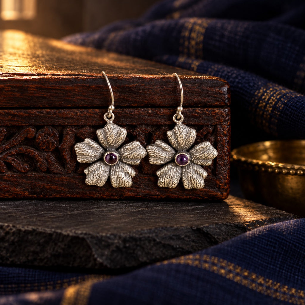 Floral Hook Earrings – styled photo