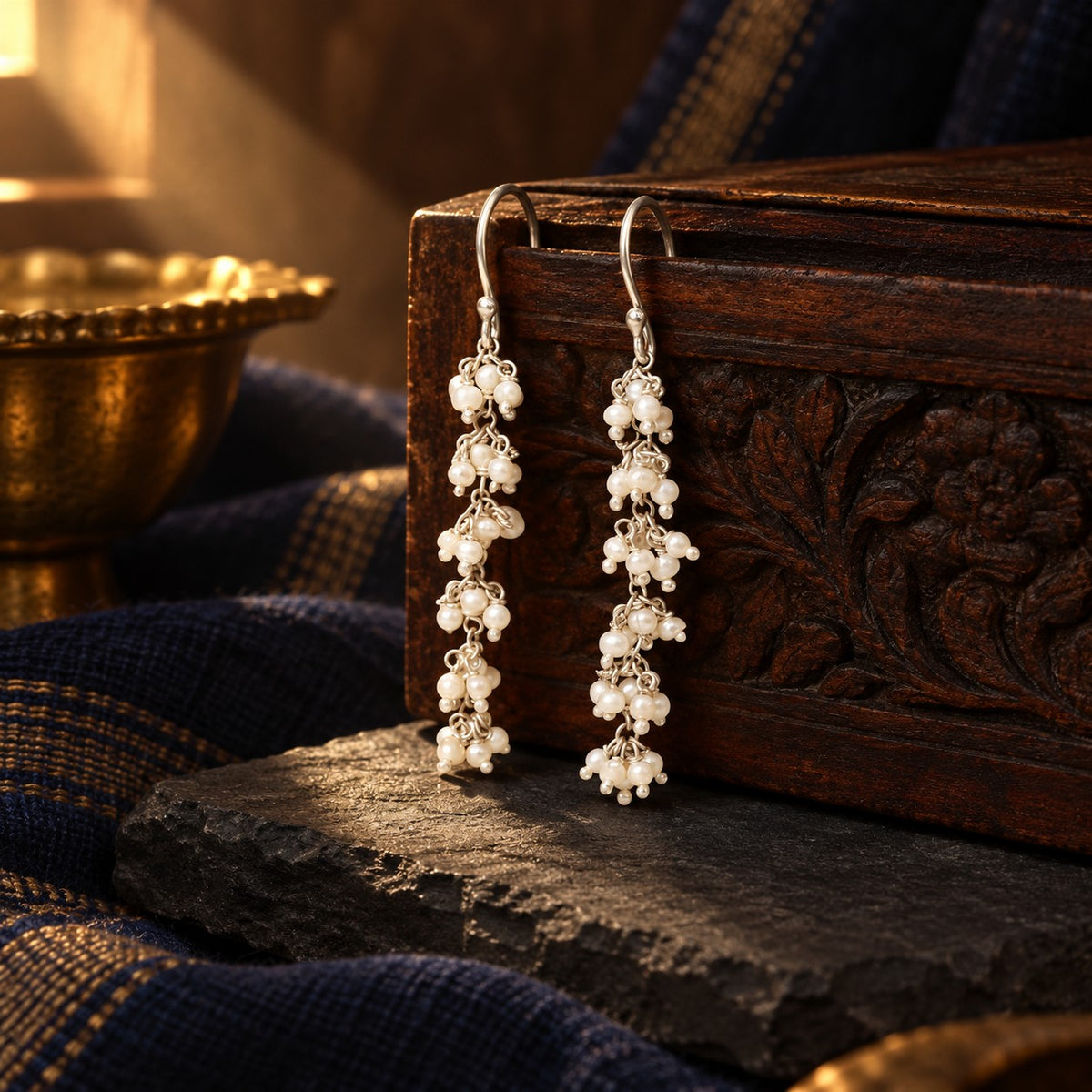 Gajra - Pearl Earrings – styled photo