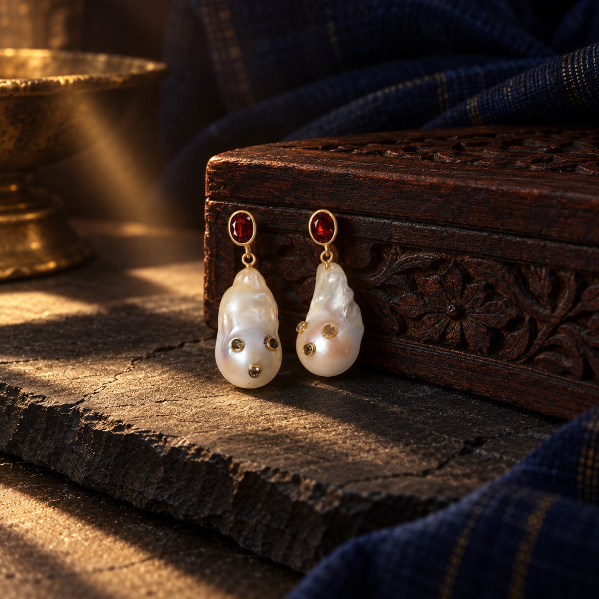 Pearl Drop Earrings – styled photo