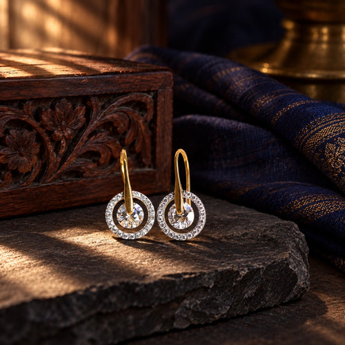 Solitaire Hook Earrings – styled photo
