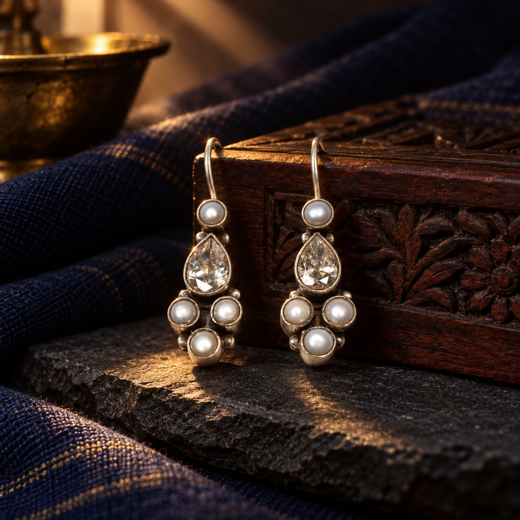Kundan - Pearl Hook Earrings – styled photo
