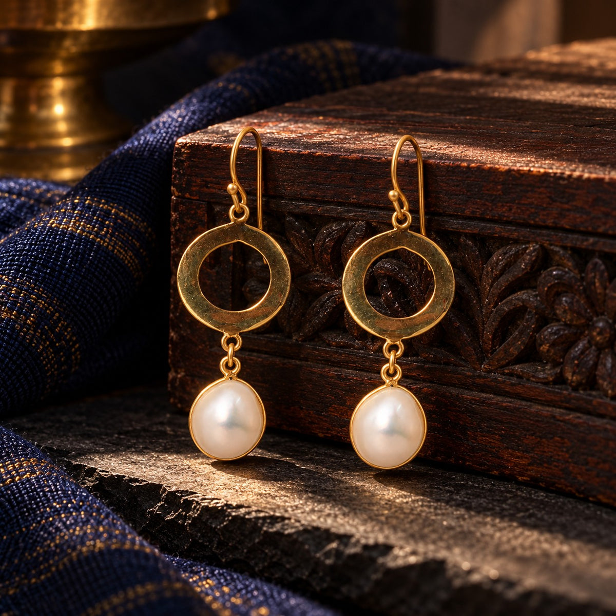 Radiant Pearl Drop Earrings – styled photo