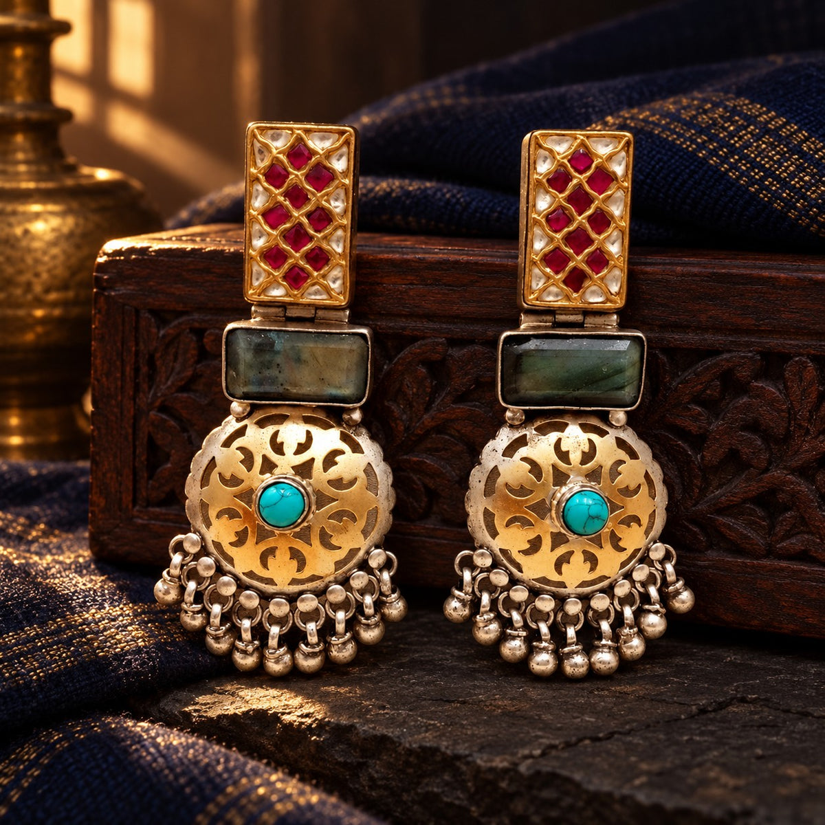Kundan Dual Tone Earrings – styled photo