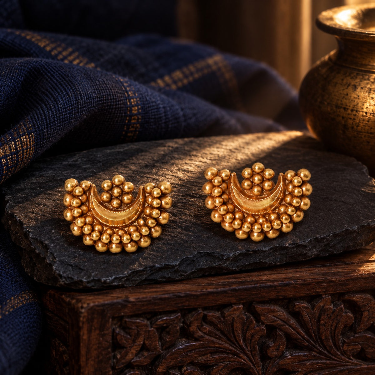 Gold Plated Chandra Phool Earrings – styled photo