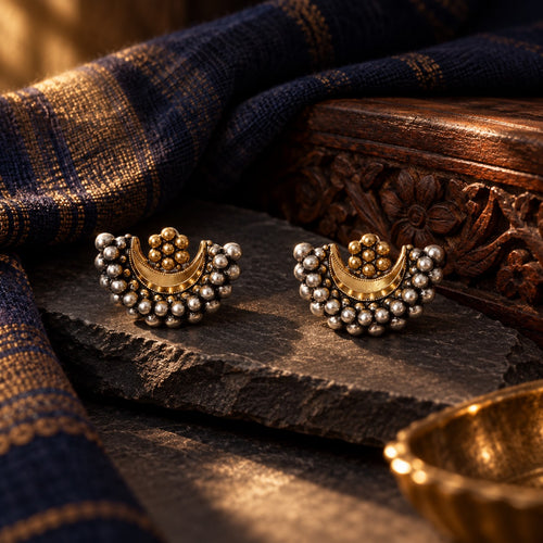 Dual Tone Chandra Phool Earrings – styled photo