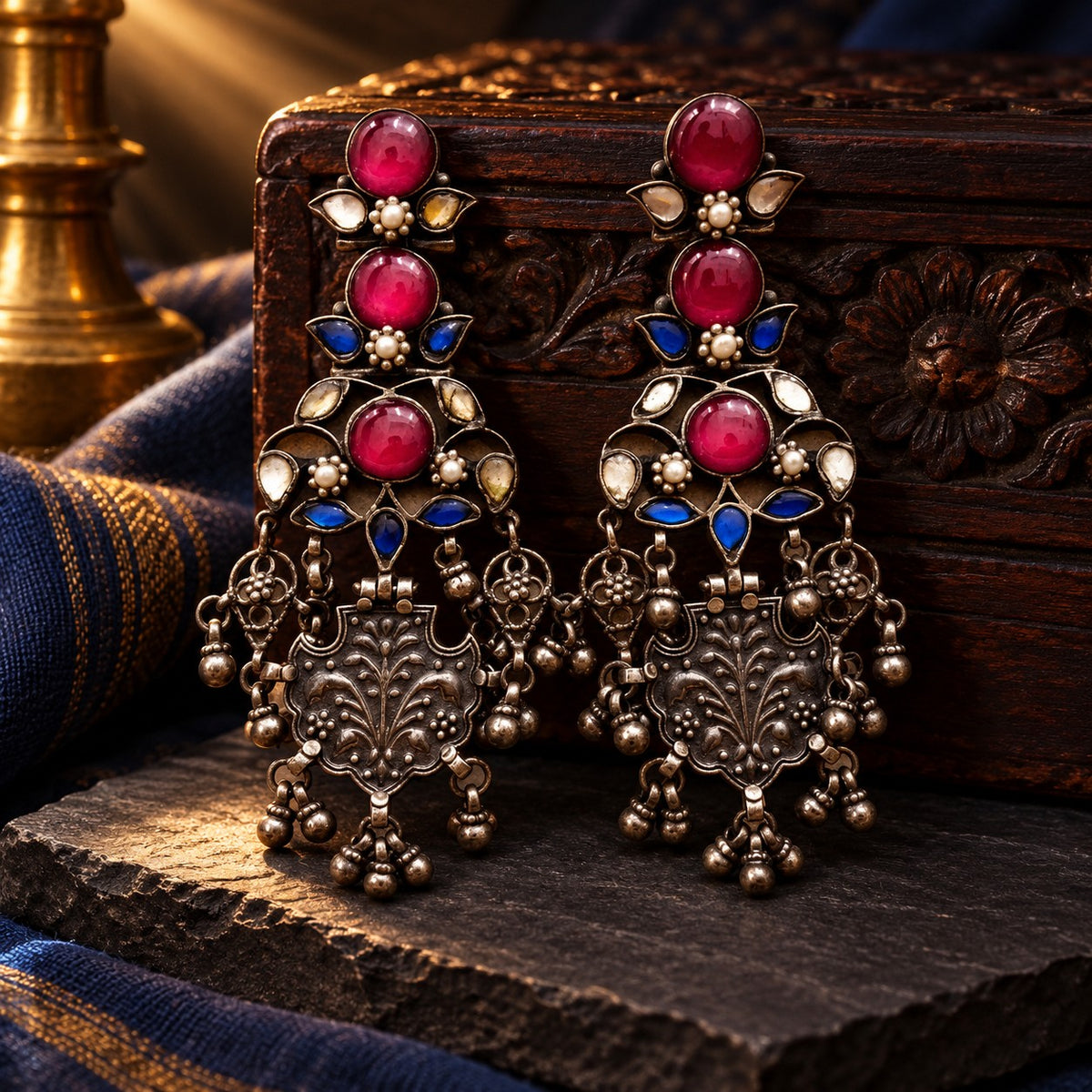 Tribal long Earrings – styled photo