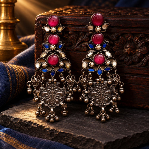 Tribal long Earrings – styled photo