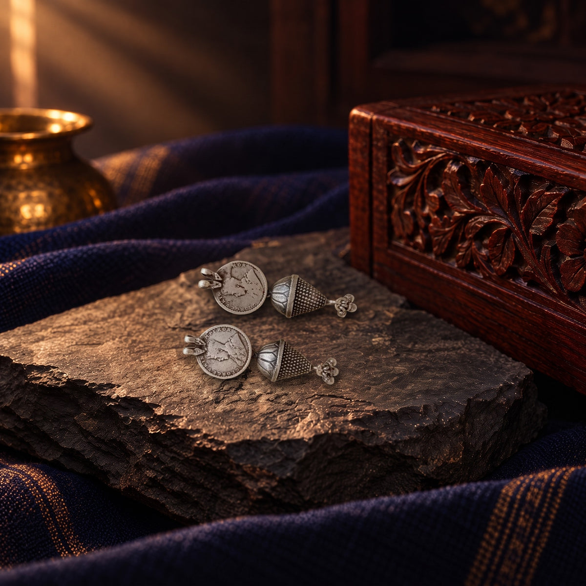 Antique Coin Earrings – styled photo