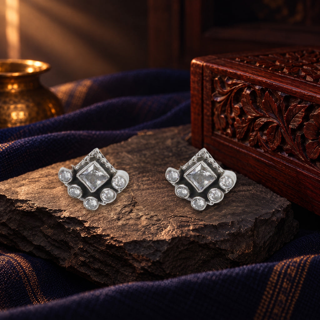 Cubic Zircon Studs – styled photo
