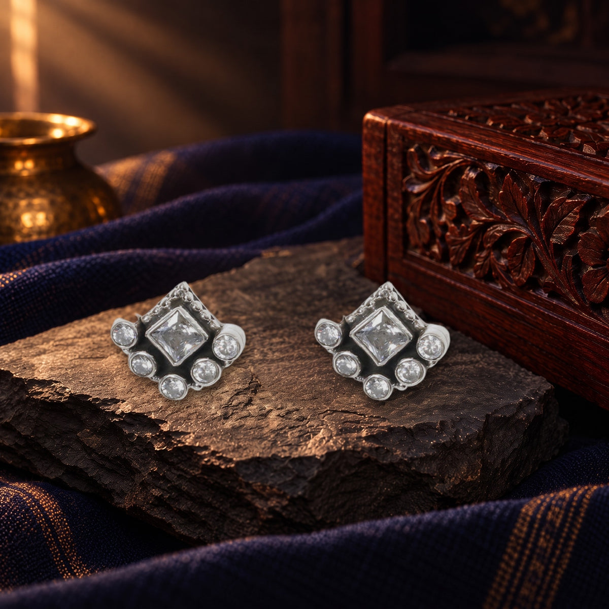 Cubic Zircon Studs – styled photo