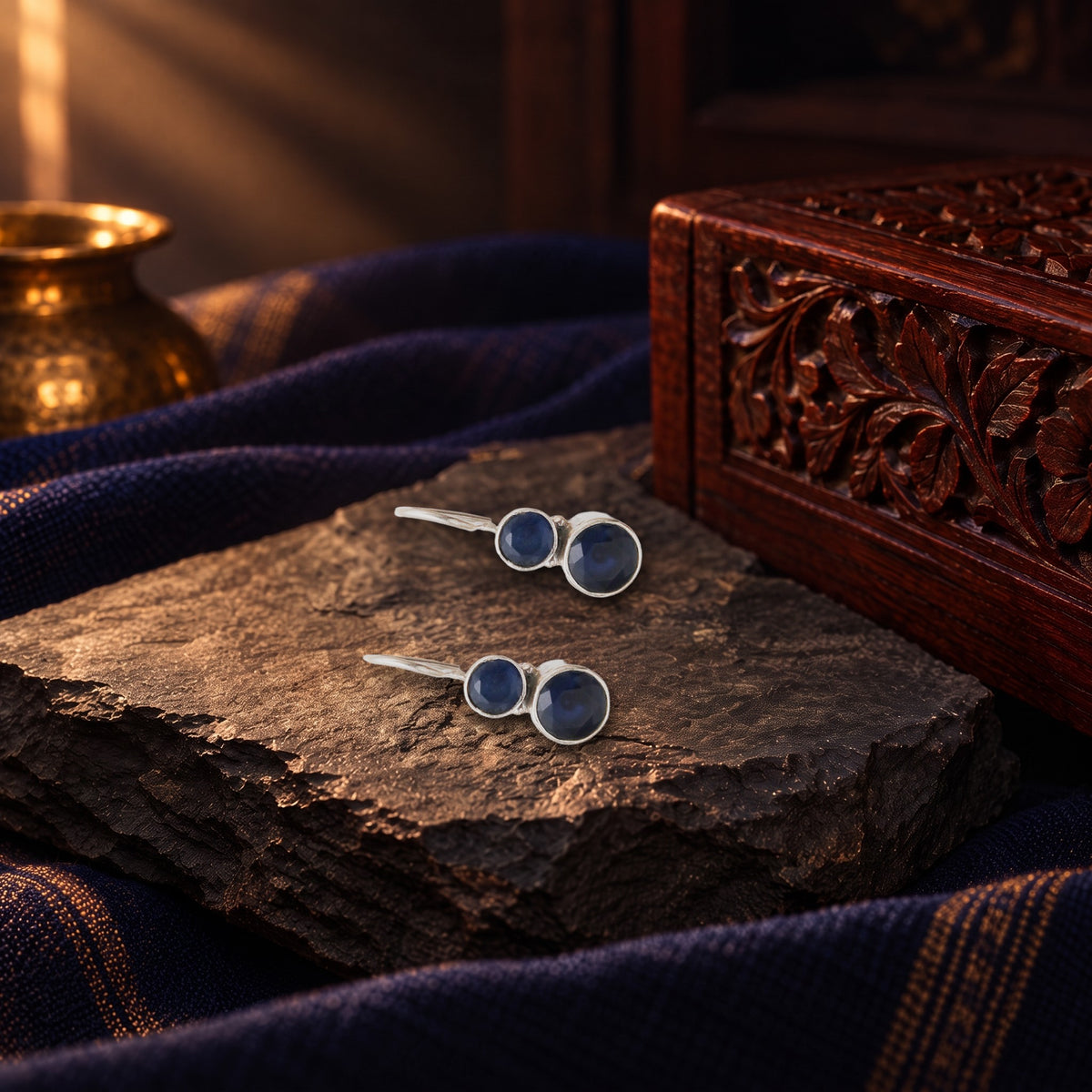 Cute Hydro Blue Sapphire Earrings – styled photo