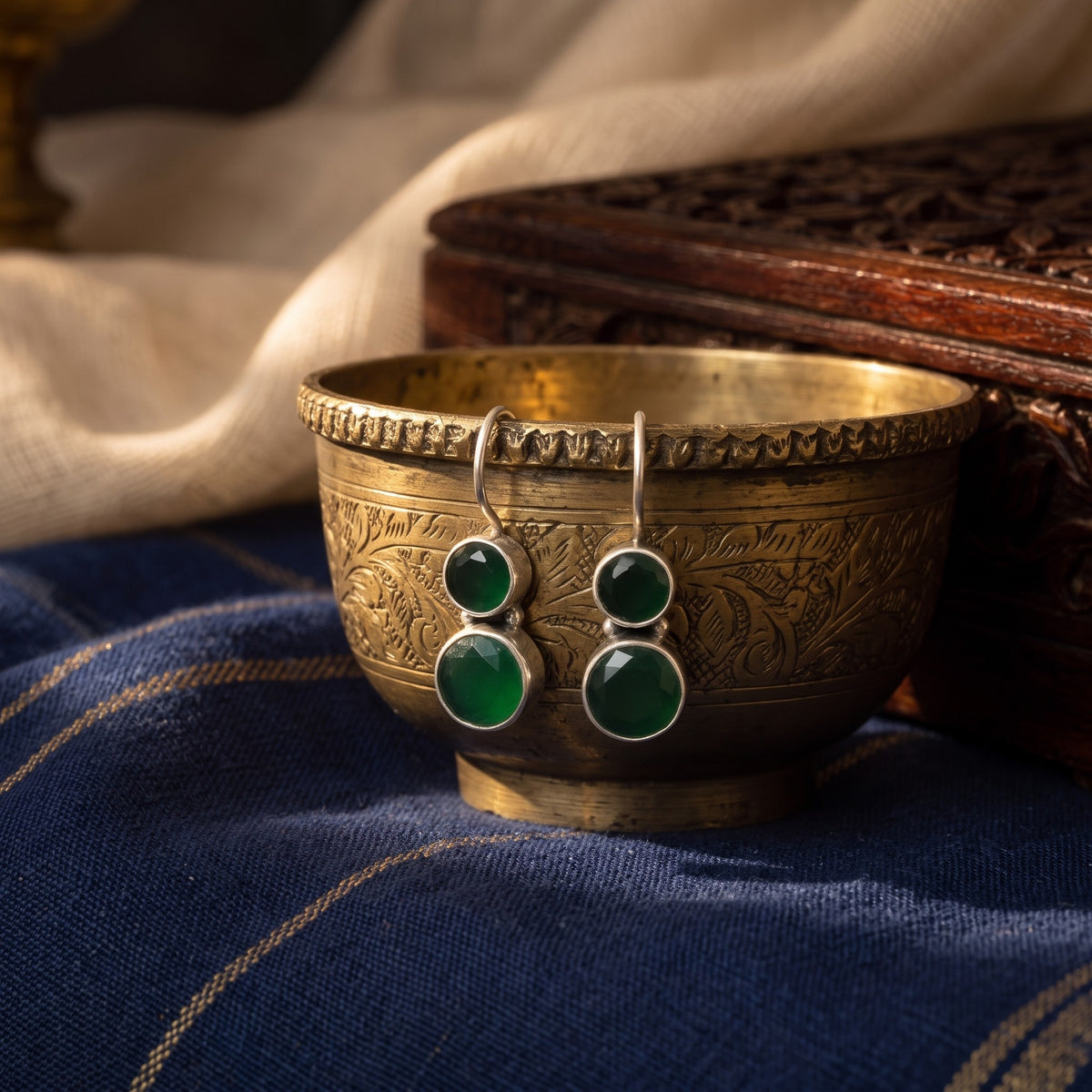 Cute Hydro Emerald Green Earrings – styled photo