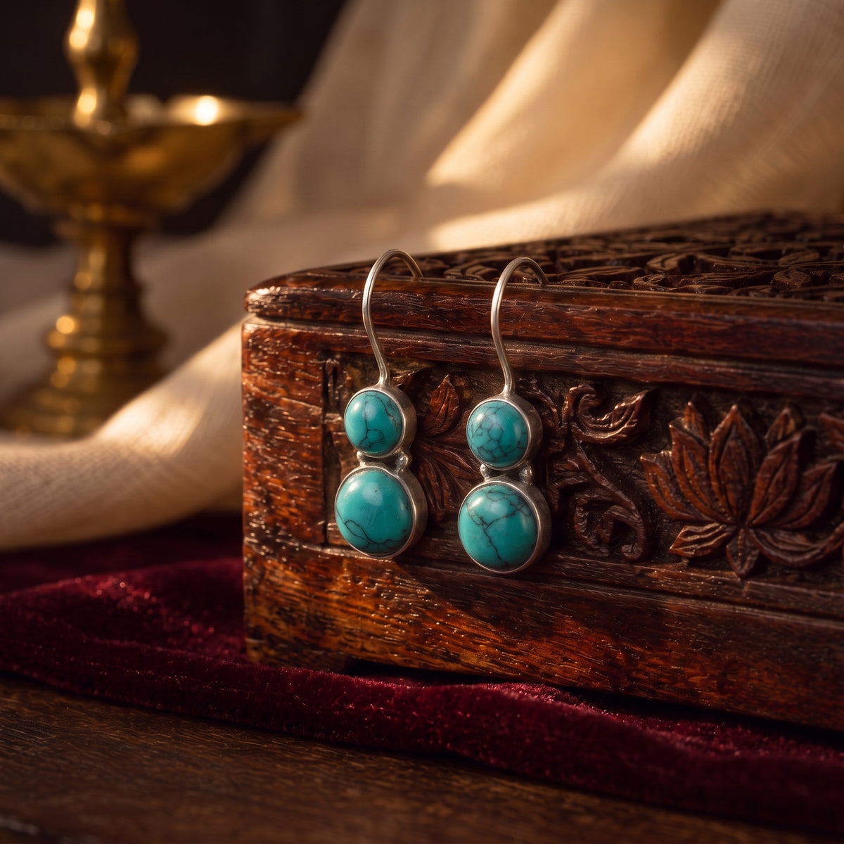 Cute Hydro Turquoise Earrings – styled photo