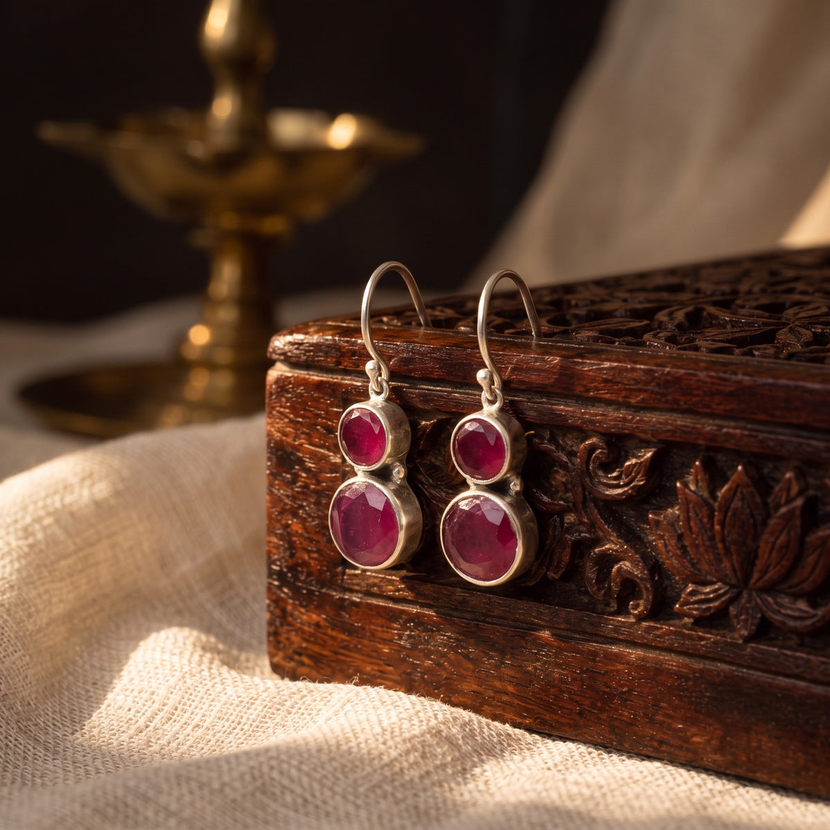 Cute Ruby Earrings – styled photo