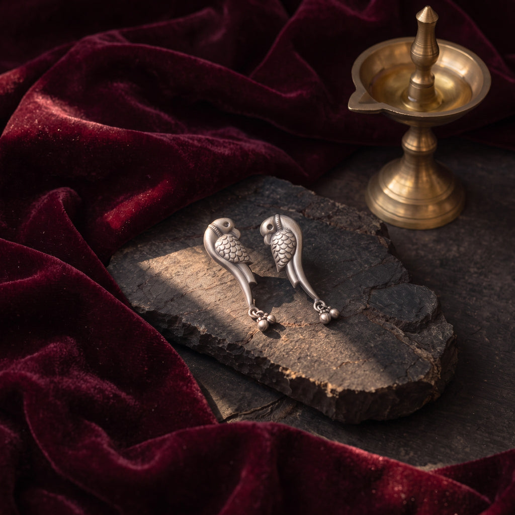 Parrot Earrings – 925 sterling silver, Drop earrings