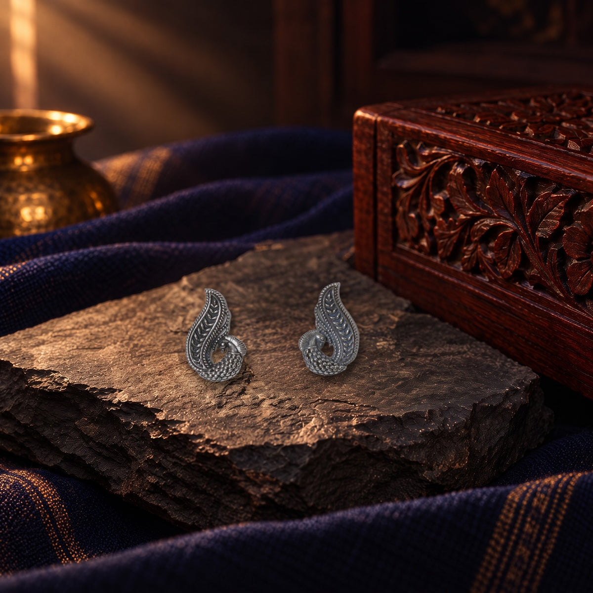 Peacock Studds – 925 sterling silver, Stud earrings