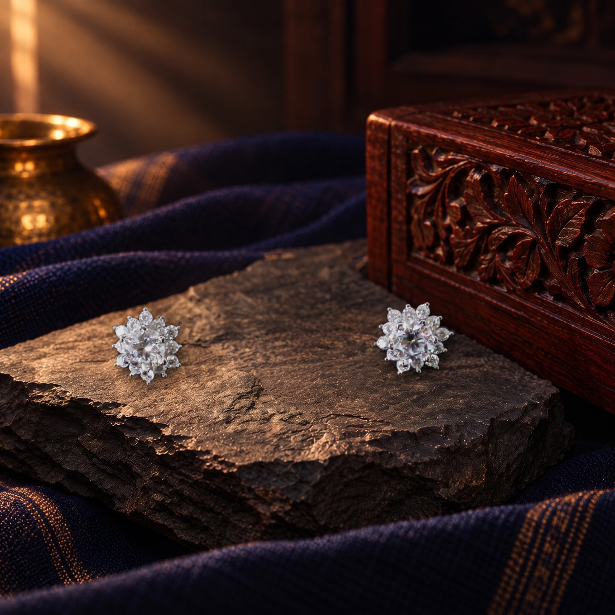 Zircon Traditional Floral Studds – styled photo