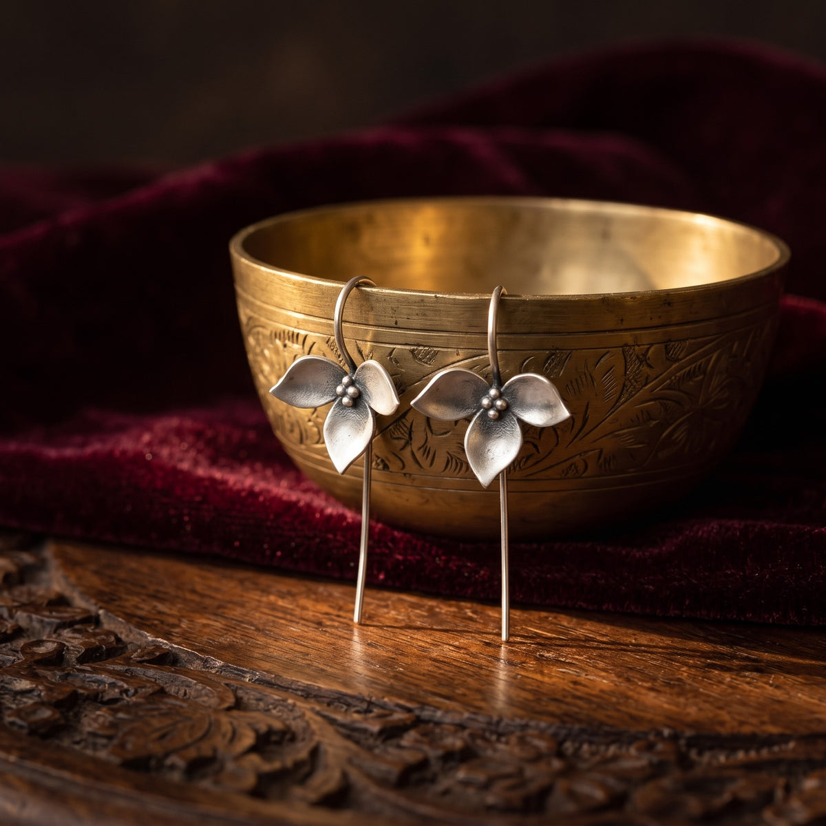 Trillium Hook Earrings – 925 sterling silver, Hook earrings
