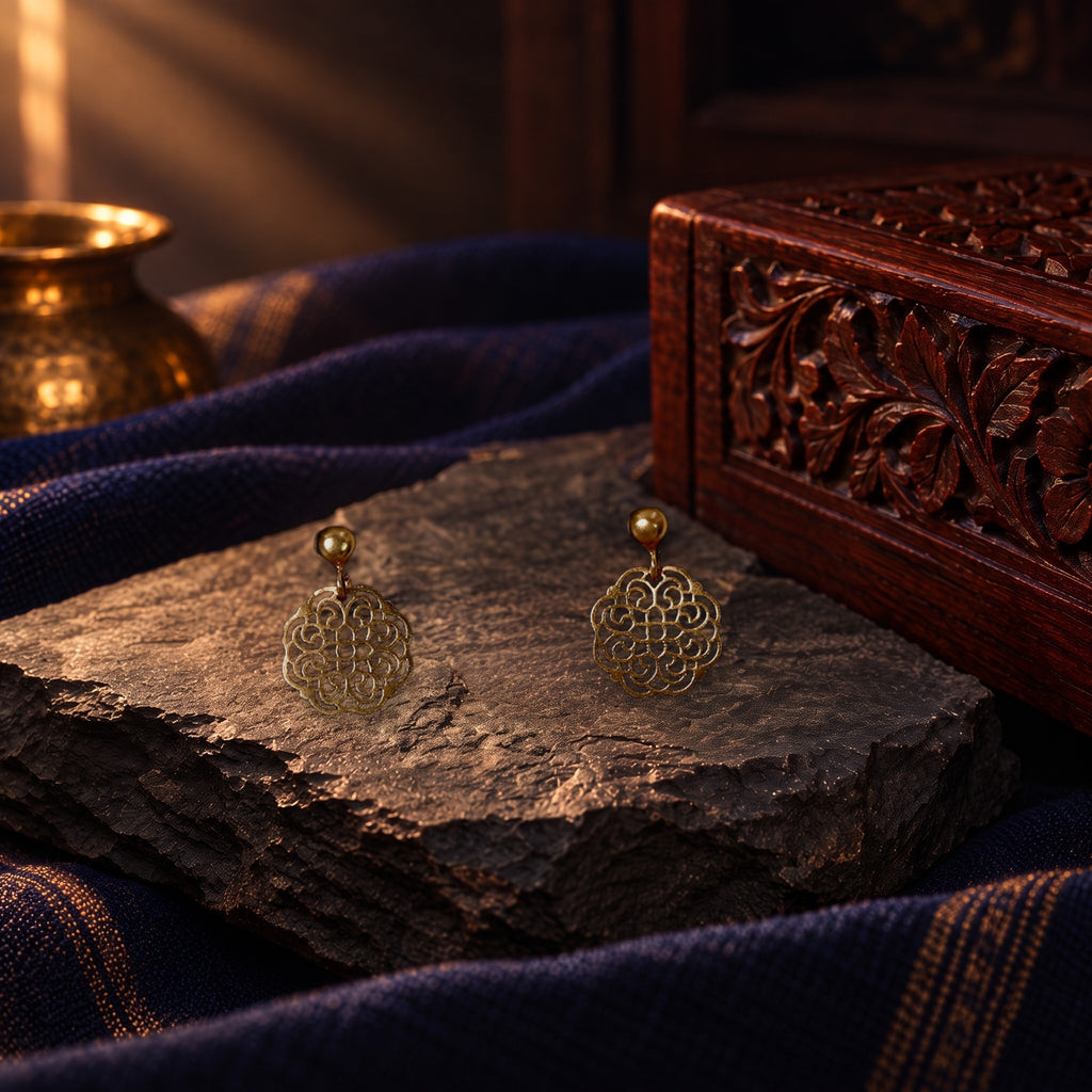 Gold-Tone Floral Filigree Drop Studs – view 7 of 7