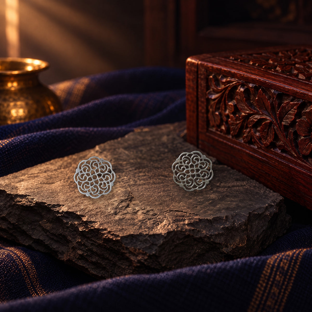Mini Filigree Studs with Black Stone – view 8 of 8