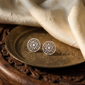 Silver-Tone Floral Cutwork Round Studs – Stud earrings