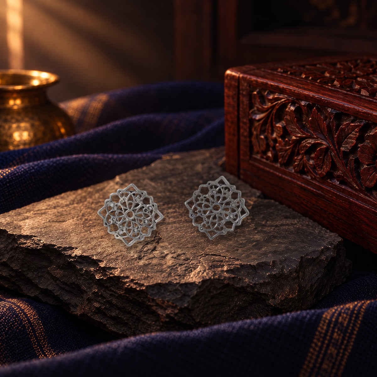 Cutwork Pattern Earrings – styled photo