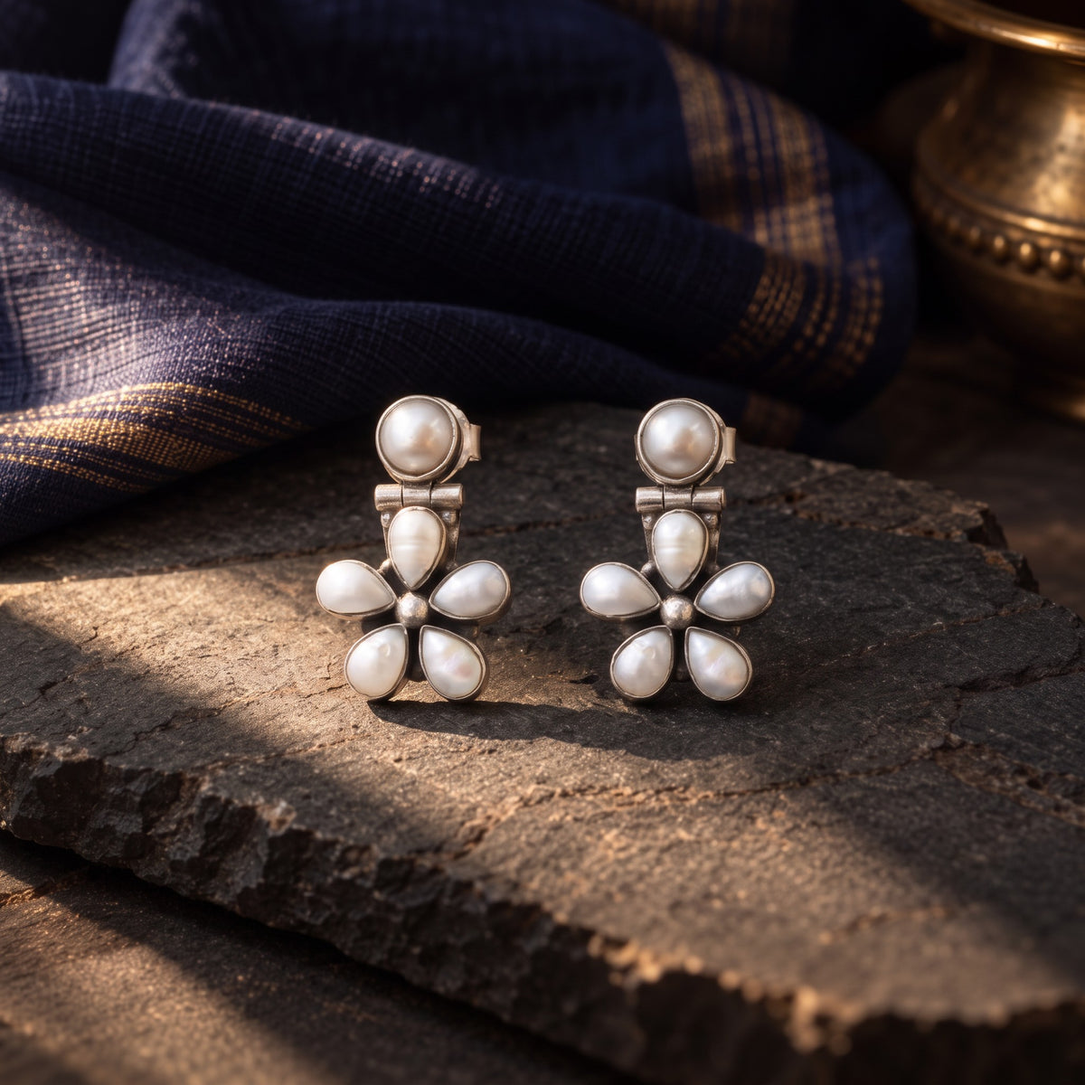 Floral Pearl Earrings – styled photo