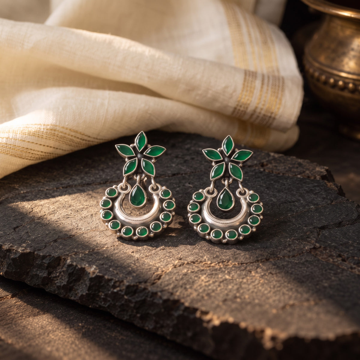 Hydro Emerald Green Chandbali – styled photo
