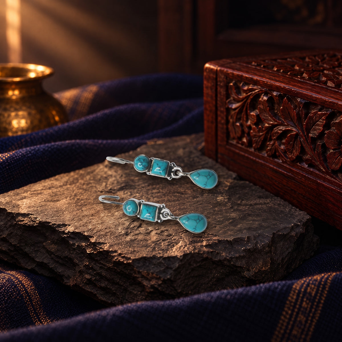 Hydro Turquoise Delicate Hooks – 925 sterling silver, Hook earrings