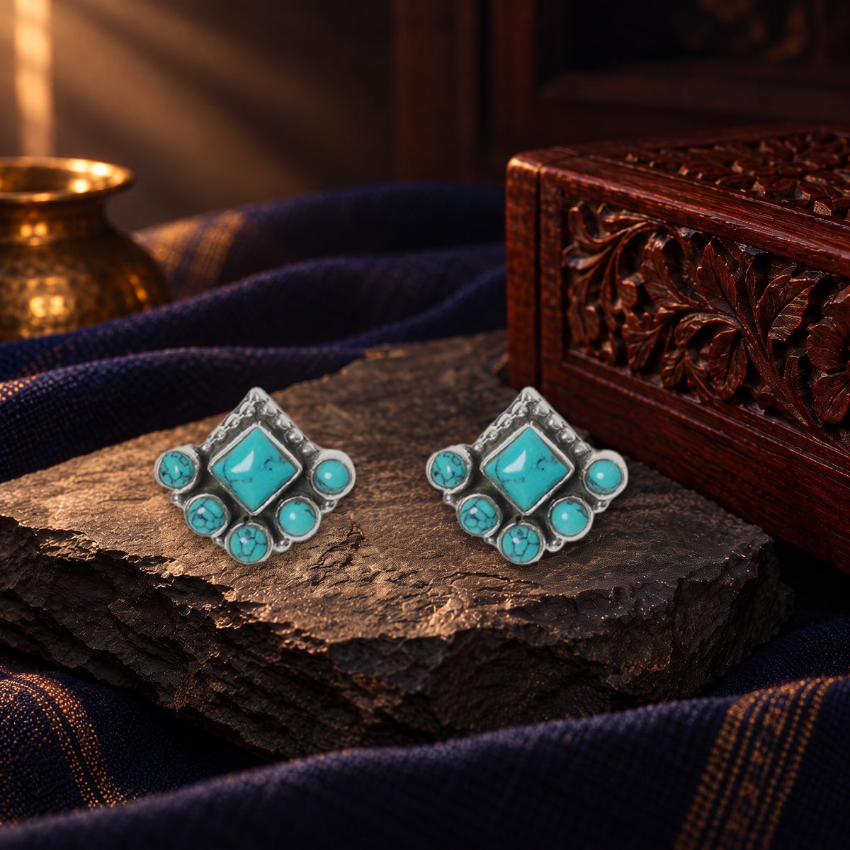 Hydro Turquoise Studs – styled photo